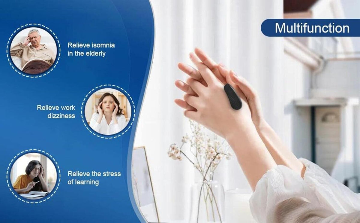 Woman wearing the VN Care acupressure clip on her hand