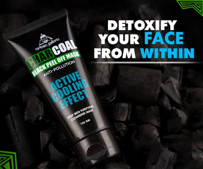 UrbanGabru charcoal peel off mask tube on charcoal background