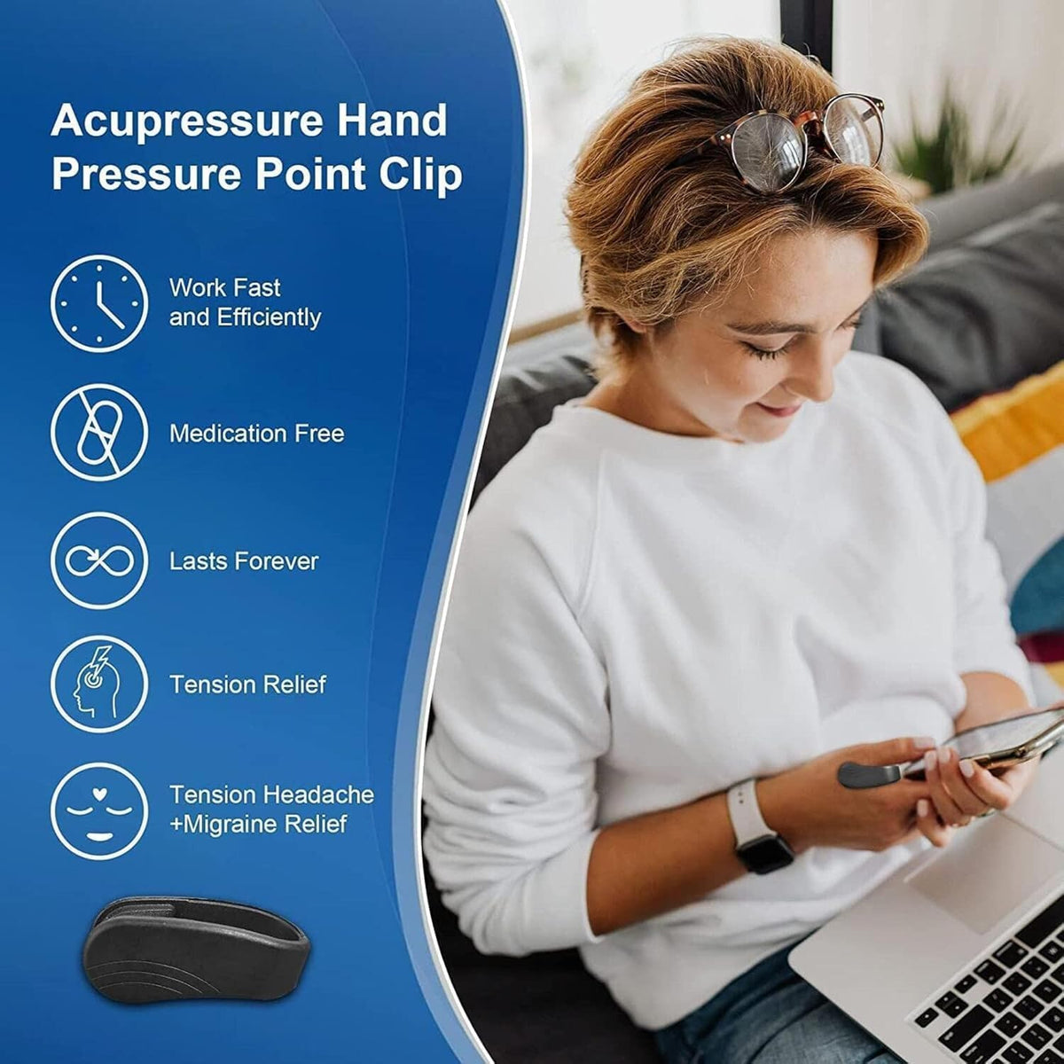 VN Care acupressure hand pressure point clip features