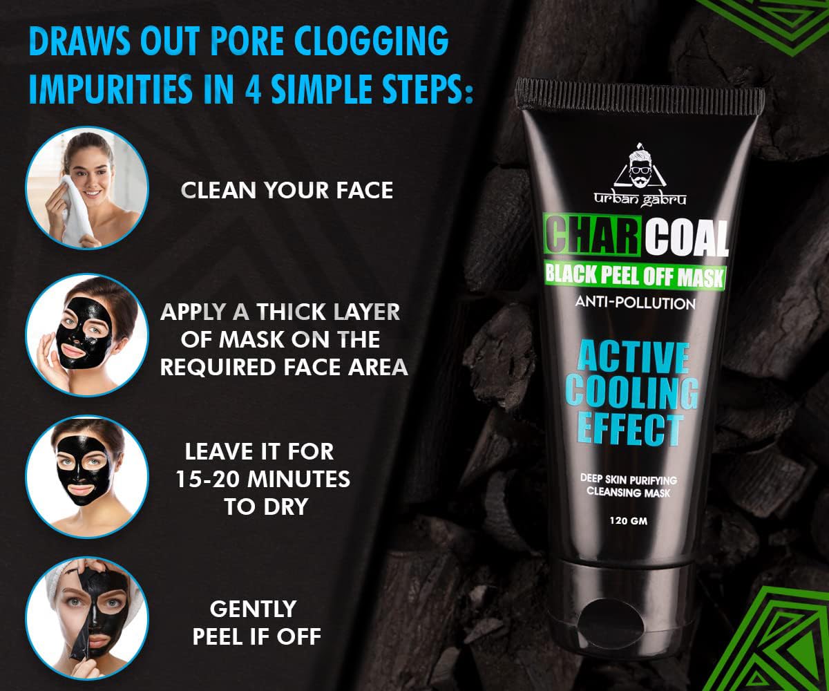 How to use UrbanGabru charcoal peel off mask in 4 steps