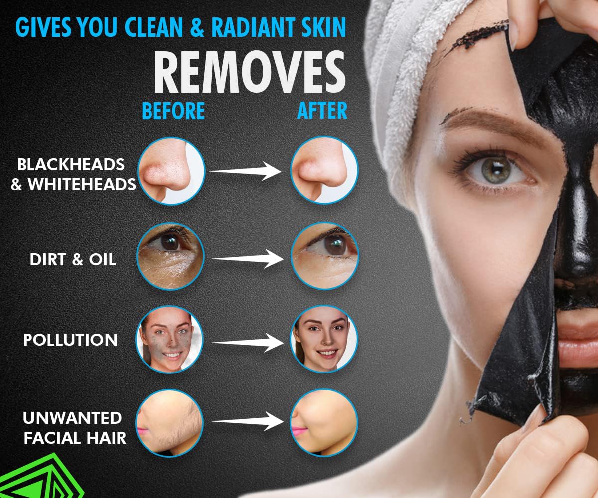 Before and after comparison for blackheads, dirt and oil with UrbanGabru charcoal mask