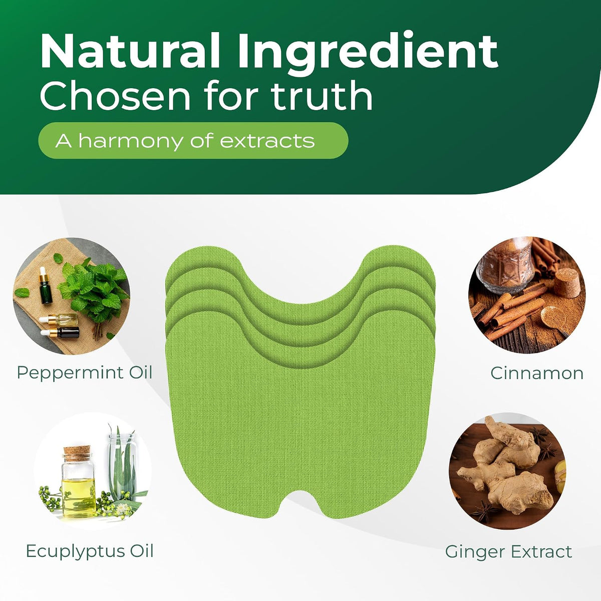 Murti Export knee patch ingredients: peppermint oil, eucalyptus oil, cinnamon and ginger extract